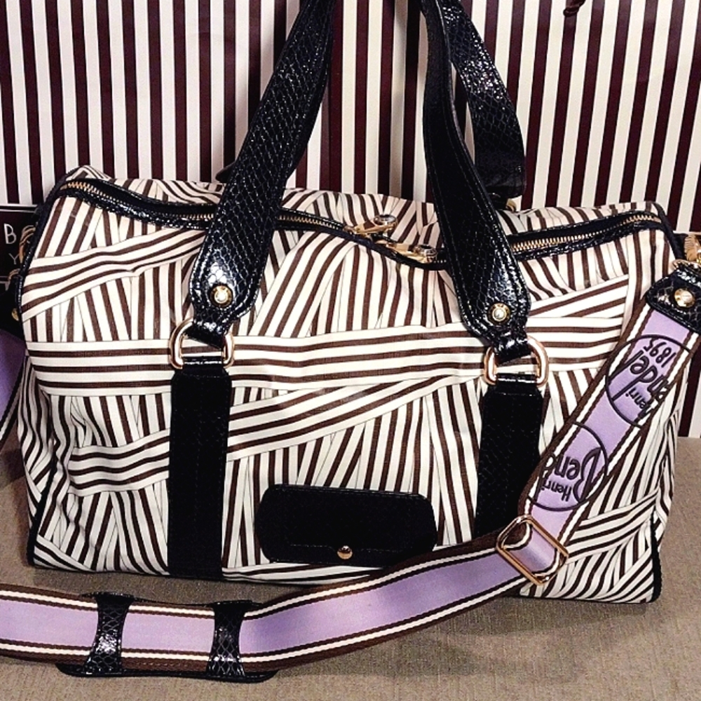 Henri Bendel Disturbed Stripe weekender with lock